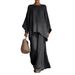Women's Clothing Elegant Simple Loose Solid Color Shirt Wide Leg Pants Set American Fashion_ecoleips.com