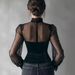 Elegant Women's Clothing Top With Mesh Patchwork Hollow Out Flared Sleeves And Tie Waist New Arrival Spring/Autumn_ecoleips.com
