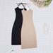 Elegant & Sexy High-Waisted Bodycon Dress For Women - Stretchy Long Dress With Slit, Sleeveless & Backless Design Flattering Peach Butt Lifting Effect_ecoleips.com