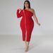 Plus Size Mesh Long Sleeve Dress With Side Slit, Asymmetric Neckline And Zipper Detail For Elegant Occasions_ecoleips.com
