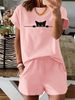 Women’s 2 Piece Outfit Set – Oversized Graphic T-Shirt And Biker Shorts Matching Set, Casual Summer Lounge Tracksuit For Daily Wear-299_ecoleips.com