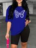 Summer Women's Casual Fashion Creative Butterfly Love Print Round Neck Loose T-shirt+shorts Two-piece Sportswear Suitable For Daily Wear-29_ecoleips.com