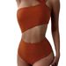Strapless Hollow-Out One-Piece Swimsuit High-Waisted Bikini Solid Color Sexy Women's Clothing_ecoleips.com