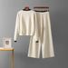 Elegant Women's Knitted Suit Set - Long Sleeve Blouse & High-Waisted Drape Pants For Autumn/Winter_ecoleips.com