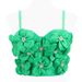 Simple Three-dimensional Floral Sweater Irregular Short Slim Fit Sweet Style Camisole Top_ecoleips.com