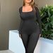 Women's Clothing Threaded Square Collar Hip Lifting Slim Fit Sexy Yoga Sports Long Sleeved Short Sleeved Jumpsuit For Women_ecoleips.com