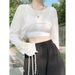 Sheer Mesh Cover-Up Top With Sleeves | Lightweight Cropped Blouse For Summer Layering (Blue/White/Black, S-2xl)_ecoleips.com