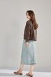 K New PU Leather Coat With Stand-up Collar Vintage Jacket For Women; Popular Short-length Hooded Coat With Drawstrings_ecoleips.com