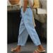 Women's Wide Leg Casual Jumpsuit - Soft Cotton Blend Straight Leg Pants For Work & Everyday Wear Breathable Cotton Fabric:_ecoleips.com
