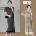 Summer New Korean Fashion Striped Maternity Knitted Dress_ecoleips.com