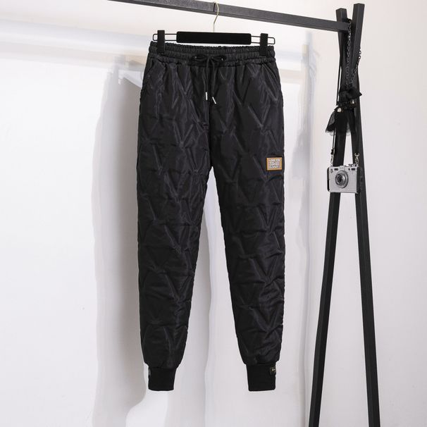 Women's Clothing Women's Winter Thermal Pants With Diamond Quilted Pattern, Loose Fit, Elastic Cuff, Casual Streetwear (Black/White/Brown, S-4XL)_ecoleips.com