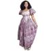 European And American Women's Clothing 2025 Summer New Fashion Square Neck Printed Puff Sleeve High Waist Dress_ecoleips.com
