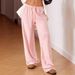 AD142 Cross-border Summer New Pink Sweet Loose Wide-leg Versatile Slimming Casual Pants_ecoleips.com