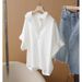 Women's White Short Sleeved Shirt Slimming V Neck French Chic Loose Fit New Summer 2026 Style Top_ecoleips.com