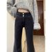 High Waist Thin Wide Leg Vertical Vertical Pants Large Size Port Chic Retro Micro Cropped Jeans Female Autumn And Winter_ecoleips.com