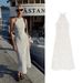 Women's Clothing Early Autumn New Holiday Style Hollow Sleeveless Waist Slim Embroidered Long Dress_ecoleips.com