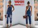 Women's Distressed Denim Overalls - Vintage Washed Light Blue Bib Overalls With Adjustable Straps_ecoleips.com