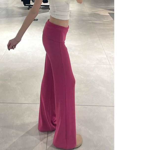 Low-Rise Flared Yoga Pants – Stretchy Bootcut Lounge Pants With Fold-Over Waist (3 Lengths, 4 Colors)_ecoleips.com