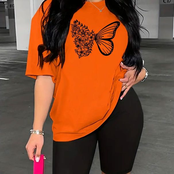 Summer Women's Casual Fashion Creative Butterfly Love Printed Loose T-shirt+shorts Two-piece Sportswear Suitable For Daily Wear-114_ecoleips.com