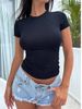 Spring And Summer Y2K Style Solid Color Slim Fit Slimming Short Sleeve T-Shirt For Women_ecoleips.com