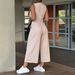 Women's V Neck Sleeveless Vest Wide Leg Suit Single Breasted Spring Summer Clothing Set_ecoleips.com