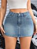 Women's Clothing Style Ladies Retro Distressed Versatile Street Denim Skirt Jeans_ecoleips.com