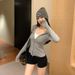 American-style Zip-up Hooded Sweatshirt Jacket For Women, Spring 2025 New Design, Solid Color, Slim-fit Cardigan,_ecoleips.com