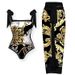 Vintage Printed Swimsuit – French Retro One-Piece & Two-Piece Bikini Set For Beach & Hot Spring_ecoleips.com