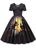 Women's Vintage Lace Halloween Dress Short Sleeve Elegant Evening Prom Costume 50s 60s Party Vintage Style_ecoleips.com