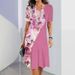 Women's Floral 3D Digital Print Casual Round Neck Dress Large Size Fashion Hot Sale Loose Fit_ecoleips.com