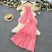 Women's Sexy Alluring Vacation Outfit Summer Style Irregular Halter Neck Suspender Top with Slit High Waisted Skirt Set_ecoleips.com
