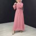 Women's Clothing Muslim Women's Clothing New Solid Color Jacquard Robe With Belt Fashionable And Elegant Dress_ecoleips.com