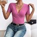 Fashionable 2026 Spring/Summer Elegant Style Ribbed Pullover Long Sleeve V-Neck Slim-Fit Women's T-Shirt, Direct Supply_ecoleips.com