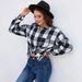 Spring Women's Casual Fashion Shirt With Checkered Pattern, Long Sleeves, And Turned-Down Collar_ecoleips.com
