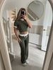 2026 New Fashion Casual Suit Women's Color Matching Body Sculpting Short-sleeved Drawstring Wide-leg Pants Two-piece Set_ecoleips.com