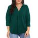 Plus-Size V-Neck Chiffon Blouse – Flowy 3/4 Sleeve Tunic Top For Women, Lightweight & Breathable (1XL-5XL, 8 Colors)_ecoleips.com