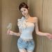 Pure Desire Style Tube Top Summer New Super Fairy Beautiful Bow Off-Shoulder Slim Fit Elegant Short Vest For Women_ecoleips.com