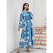 Women's Clothing Printed Pearl Belt Jalabiya Dress_ecoleips.com