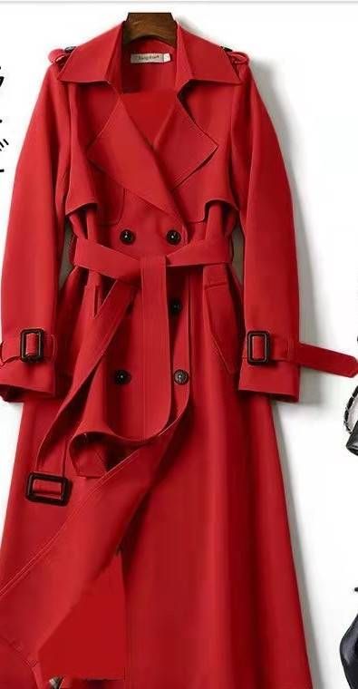 Women's Clothing Spring And Autumn New Version Small Popular British Style Knee Length Coat Jacket_ecoleips.com