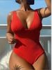 Women's Clothing Slimming One Piece Swimsuit Solid Color Vertical Stripes Sexy Fabric For All Seasons_ecoleips.com