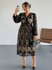 Plus-Size Elegant Casual Lace-Panel Stretch Long-Sleeve Mid-Length Dress_ecoleips.com