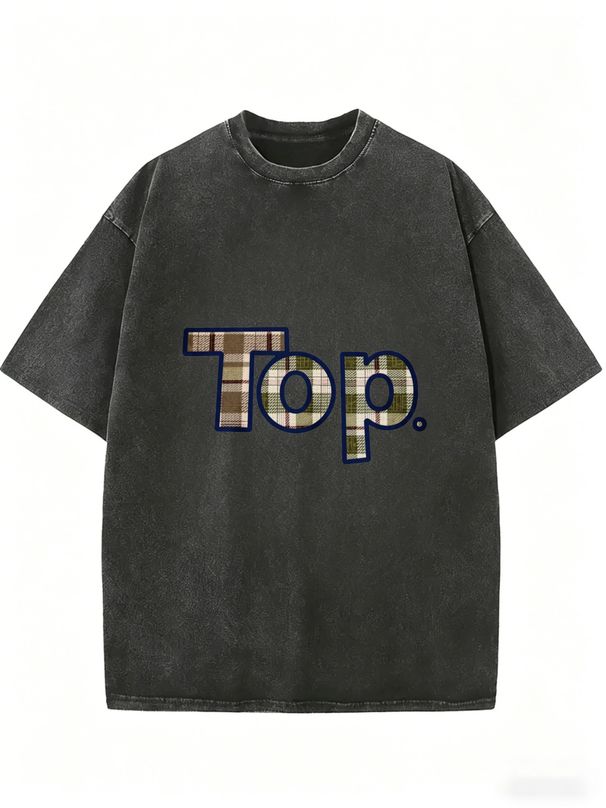 Women's Retro Washed Crew Neck T-Shirt, Loose Fit Casual Top For Streetwear, Travel And Daily Wear_ecoleips.com