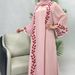 Women's Clothing Fashion Street Chiffon Pink Round Neck Plant Pattern Embroidered Long Dress_ecoleips.com