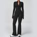 K Zipper Cloud-like Long-sleeved Yoga Bodysuit High-intensity Fitness Exercise One-piece Bodysuit_ecoleips.com