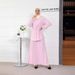 Middle East Muslim Women's Clothing Autumn Puff Sleeve Ice Silk Cardigan Round Neck Starry Waist Fashion Half Skirt_ecoleips.com