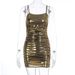 Sexy Glittery Hot Girl Metallic Gold Foil Printed Camisole Bodycon Dress For Rave Music Festival Women Summer Outfit_ecoleips.com
