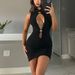 Talenza Black Hollow Out Mini Dress Sexy Sleeveless Tight High Waist Package Hip Dress Women Vintage Y2k Hot Girls Party Dresses_ecoleips.com