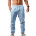 Summer Men's Hip Hop Loose Casual Sports Pants Breathable Cotton Linen Blend Fashionable Streetwear for European And American Styles_ecoleips.com