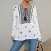 Women's Clothing Women's Retro Ethnic Style Shirt Top Half Open Collar Tie Waist Loose Lantern Sleeve Fashionable Casual Outfit_ecoleips.com