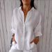Women's Clothing Cotton And Linen Back Tie Design Shirt_ecoleips.com
